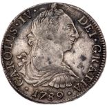 Mexico. 8 Reales, 1789-Mo FM. Eliz-103; KM-107. Charles IV. Transitional period. Bust of Charles