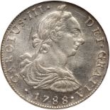 Peru. 8 Reales, 1788-IJ (Lima). Eliz-47; KM-78a. Charles III. Brilliant white mint luster. NGC