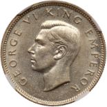 New Zealand. Shilling, 1942. KM-9. George VI. Broken back. Rare in grade. NGC graded MS-62.