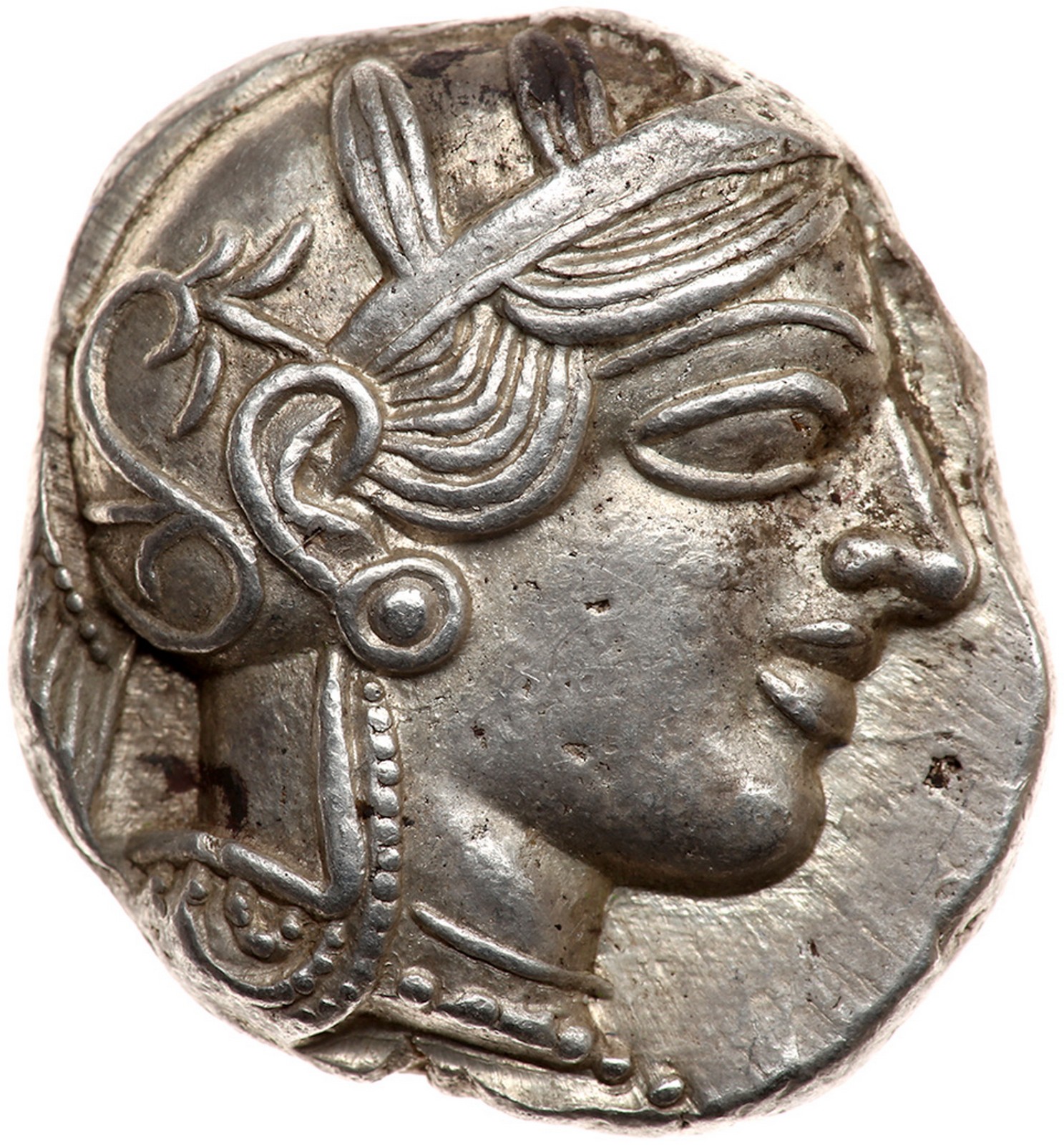 Attica, Athens. Silver Tetradrachm (17.1 g), ca. 454-404 BC. Helmeted head of Athena right,