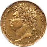 Great Britain. Sovereign, 1821. S.3800; Fr-376; KM-682. George IV. Laureate head left. NGC graded