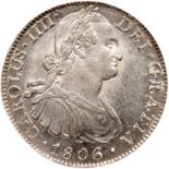 Mexico. 8 Reales, 1806-Mo TH. Eliz-129; KM-109. Charles IV. Lovely original brilliant mint luster.