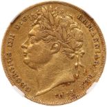 Great Britain. Sovereign, 1824. S.3800; Fr-376; KM-682. George IV. Laureate head left. NGC graded