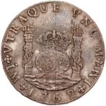 Peru. 8 Reales, 1762-JM (Lima). Eliz-14; KM-A64.1. Two Dots. Charles III. Pillar type. Adjustment