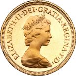 Great Britain. Sovereign, 1979. KM-919. Weight 0.2355 ounce. Elizabeth II. In original case.