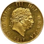 Great Britain. Sovereign, 1817. S.3786; Fr-372; KM-673. George III, 1760-1820. Laureate head