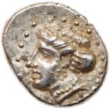 Paphlagonia, Sinope. Silver Drachm (5 g), 330-300 BC. Phapeta, magistrate. Head of nymph Sinope