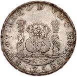 Peru. 8 Reales, 1758-JM (Lima). Eliz-9; KM-55.1. Ferdinand VI. Pillar type. Toned. NGC graded