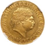 Great Britain. Sovereign, 1820. S.3785C; Fr-371; KM-674. George III. Laureate head right.