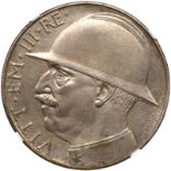 Italy. 20 Lire, 1928-R. Dav-146; KM-70; Pagani-680. Year VI. Vittorio Emanuele III. For the 10th