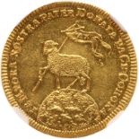 German States: Nuremberg. Ducat, 1700. Fr-1885. Lamb on globe. Date in chronogram. NGC graded MS-62.