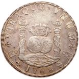 Mexico. 8 Reales, 1768-Mo MF. Eliz-69; KM-105. Charles III. Pillar type. Toned. NGC graded EF-45.