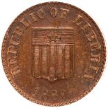 Liberia. Pattern Cent, 1889. KM-Pn18. Copper. Shield above date. Reverse :; Value within wreath,