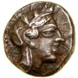 Attica, Athens. Silver Drachm (4.2g), ca. 454-404 BC. Helmeted head of Athena right, frontal eye.