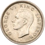 New Zealand. Threepence, 1942. KM-7. George VI. One Dot only variety. Very Scarce. NGC graded MS-63.