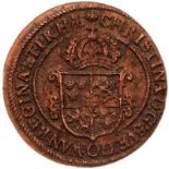 Sweden. 1 Ore, 1650. KM-162; Hobson-125. Christina, 1632-1654, Quartered arms. Reverse :; Crossed