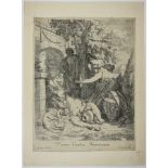 Gérard De Lairesse (1641-1711), Vinum Cautis Innocuum. Acquaforte. Mm 395x300. Rifilata a filo