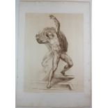 Francesco Bartolozzi (1728-1815), Nudo (da Michelangelo). Incisione a granito. mm 410x310. Foglio: