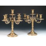Pareja de candelabros franceses plagables de campaña de bronce, S.XIX
34,5 cm
250 - 350 €