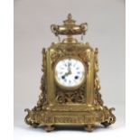 Reloj de mesa de bronce dorado Napoleón II con remate de copa. Con péndulo y llave
35 x 15 x 28 cm