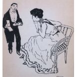 Ricardo Opisso (Tarragona, 1880 - Barcelona, 1960)
"Dama y mayordomo"
Dibujo a tinta
Firmado
21 x 19