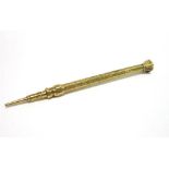 S. MORDON & CO, A VICTORIAN GOLD COLOURED PROPELLING PENCIL of hexagonal outline with engraved