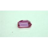 A LOOSE PINK SAPPHIRE  the step cut stone, measuring approximately 8mm long by 6mm wide by 3.6mm