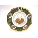 A CAVERSWALL CHINA CO. BONE CHINA GADROON PLATE, 'SIR WINSTON CHURCHILL FIFTY YEARS ON 1940-1990'