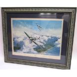 ROBERT TAYLOR (BRITISH, B.1946) 'Spitfire' Colour print, signed by Douglas Bader and 'Johnnie'