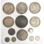 GREAT BRITAIN - ASSORTED a George III Crown, 1818 (LIX); George III Shilling, 1820; Victoria
