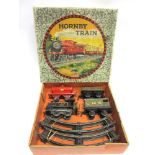 [O GAUGE]. A HORNBY NO.1, TANK GOODS SET now comprising a L.M.S. 0-4-0 tank locomotive, 623, lined