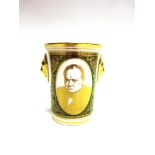 A CAVERSWALL CHINA CO. BONE CHINA LIONHEAD BEAKER, 'SIR WINSTON CHURCHILL FIFTY YEARS ON 1940-