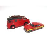 TWO WHITE METAL FIRE SERVICE VEHICLES comprising a Gems & Cobwebs No.GC15, 1972 Jaguar XJ12