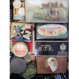 ASSORTED TINS AND OTHER PACKAGING including a Carr & Co. Biscuit tin, the Art Nouveau design