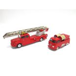 TWO TEKNO MODEL FIRE APPLIANCES comprising a Scania Vabis turntable ladder escape, and a