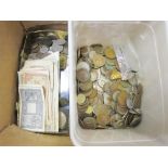 ASSORTED WORLD COINAGE mainly 20th century; together with a small quantity of banknotes.