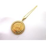 A 2000 SOVEREIGN in a 9ct gold pendant mount, on a 9 carat gold chain, 50cm long, 15.4g gross