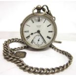 FRAZIER, LONDON, A SILVER OPEN FACED POCKET WATCH Chester 1895, the signed white enamel dial with