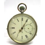 ANONYMOUS, A MINUTE REPEATING OPEN FACED POCKET WATCH with stop watch action, the white enamel