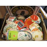 OVER 600 ASSORTED BEER MATS circa 1960s and later (approximately half with sellotape marks or pin