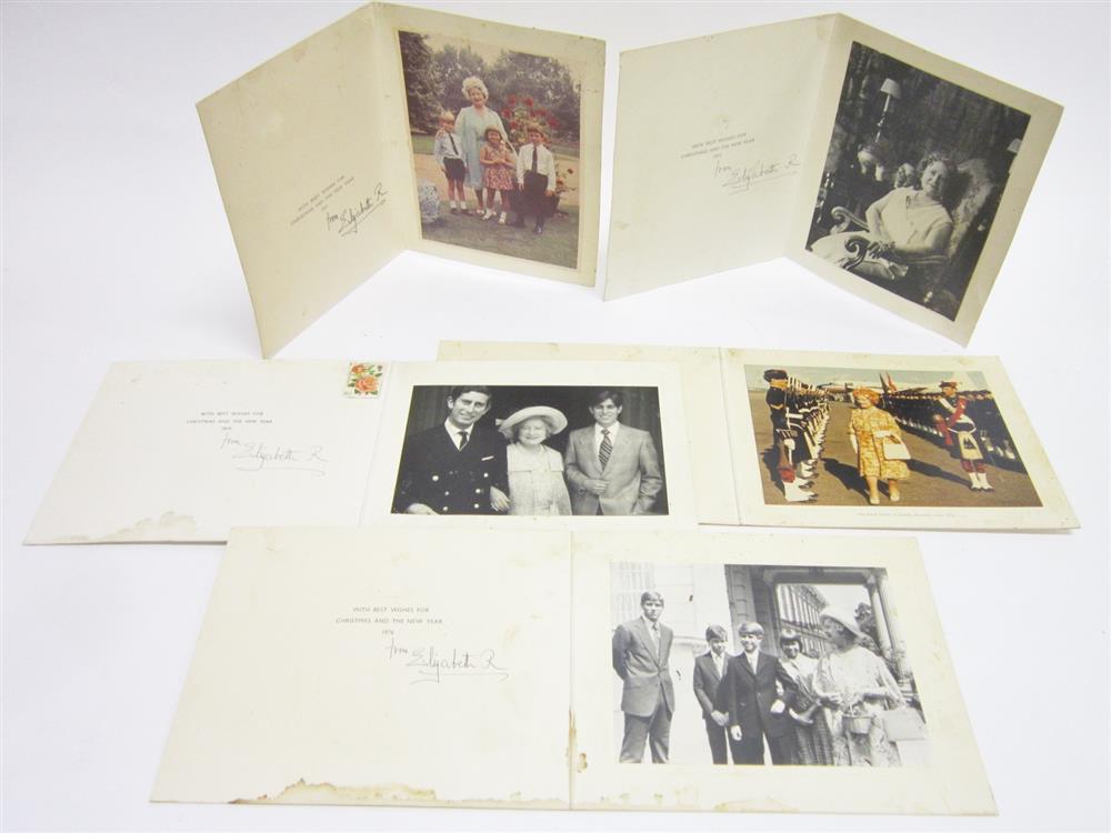QUEEN ELIZABETH THE QUEEN MOTHER (1900-2002) Five Christmas cards, each with a mounted colour or