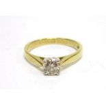 A SINGLE STONE DIAMOND 18CT GOLD RING the brilliant cut of approximately 0.4 carats, finger size J½,
