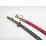 A SECOND WORLD WAR JAPANESE SHIN-GUNTO SWORD with a cast metal tsuba incorporating blossom motifs,