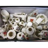 FORTY-THREE PIECES OF CRESTED CHINA including a Podmore China model of The Cross, Banbury (Banbury);