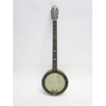 A BARNES & MULLINS BANJO early 20th century, stamped 'The Barnes & Mullins / 7', with inlaid