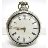 ANONYMOUS a silver pair cased pocket watch, London 1831, incuse case maker's mark J.W., the white
