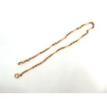 A 9CT ROSE GOLD WATCH CHARM  of fetter and three wheatsheaf links, 34.5cm long, 9.6g gross