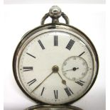 GRAY, TROWBRIDGE & WARMINSTER a silver hunter pocket watch, London 1885, the white unsigned enamel