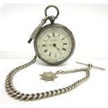 WISE, MANCHESTER a silver open faced pocket watch, chronograph, London 1882, the off white enamel