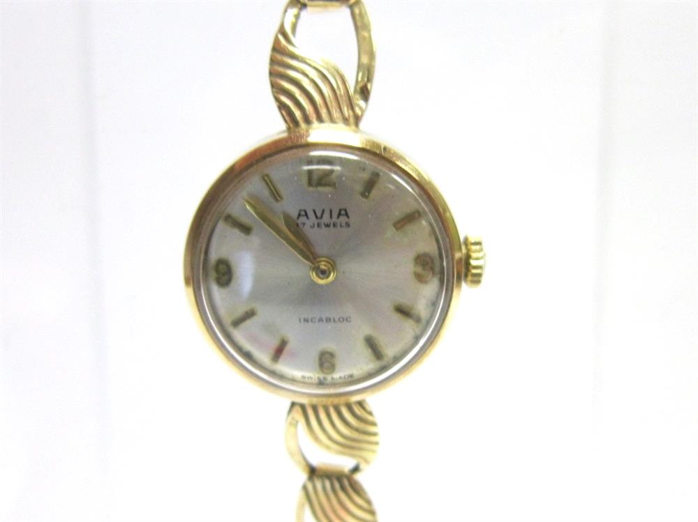 AVIA, A LADY'S 9 CARAT GOLD BRACELET WATCH Edinburgh 1963, the circular dial with gilt batons,